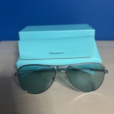 Tiffany  Co Sunglasses Silver With Blue Gradient Lenses Aviator Style TF 3062