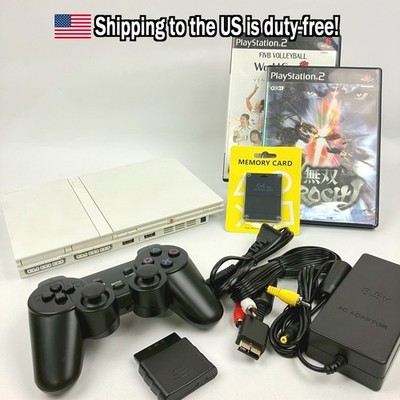 PS2 Slim SCPH-75000 PlayStation 2 White Console Wireless Controller Ship From US