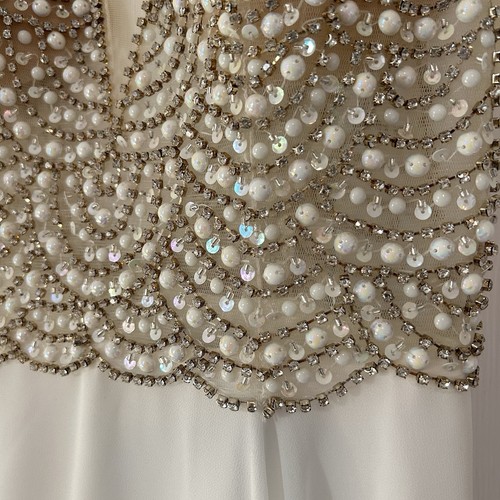 Maxi Vestido Lulus True Love Blanco Con Cuentas Estrás Talla 2 Hada Boda Baile de graduación - Imagen 3 de 13