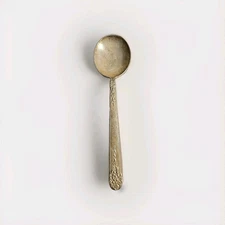 1949 National Silver Co. King Edward Silverplate MOSS ROSE 7" Soup Spoon
