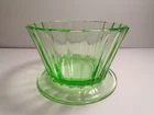 Uranium Green Depression Glass Ribbed Sherbet Bowl