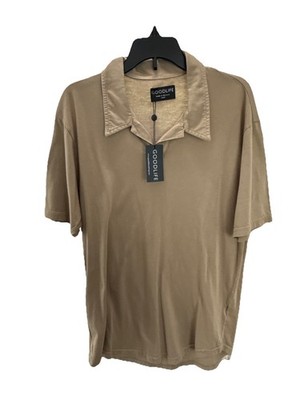 New W/Tags Goodlife Supima Johnny Collar Polo Made In USA Timber Small MSRP $98