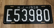 Vintage 1938 Single Repainted New Jersey NJ License Plate Essex County E 53980