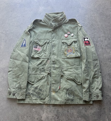 Polo Ralph Lauren M-67 Peace Military Field Jacket Combat Green Rare Pins Size L