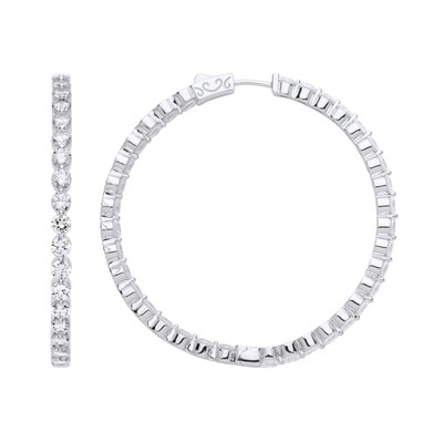 Silber Jewelco London CZ Eternity Hoop Ohrringe 52 mm