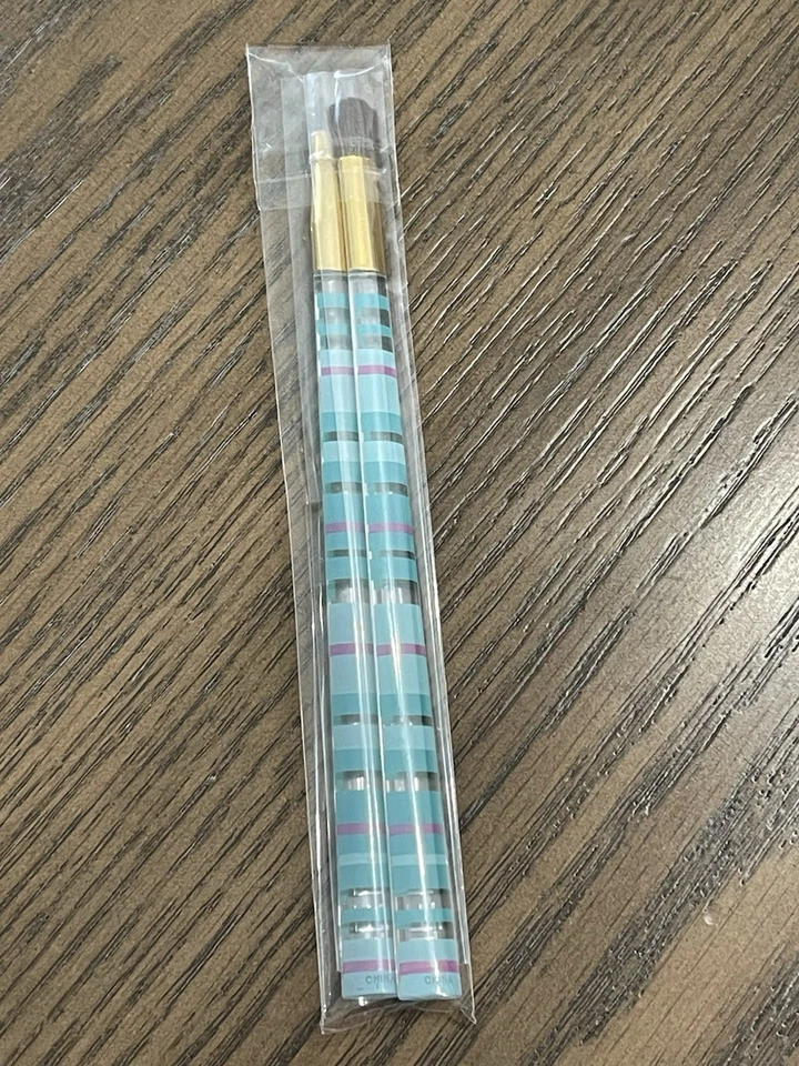 2件套雅诗兰黛复古旅行化妆刷蓝色粉红色条纹 — 第 4/4 张图片