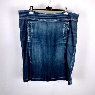 Eileen Fisher Stretch Denim Pencil Skirt Women 2X Dark Wash Comfort Pockets