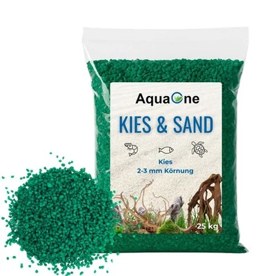 AQUAONE 25 Kg grünen Quarzkies "Premium Qualität" 2-3 mm Bodengrund Aquarium Kies Sand