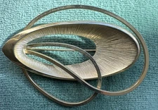 VTG Modernist EMMONS Space Age Brooch Pin Mid Century Atomic Textured Gold Tone