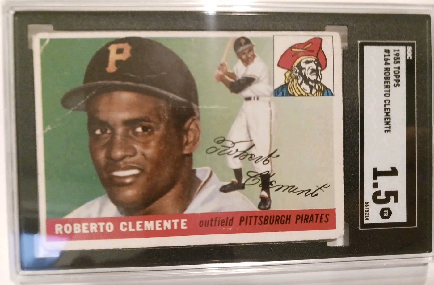 1955 TOPPS ROBERTO CLEMENTE ROOKIE #164 SGC 1.5 PSA GOOD CENTERING GREAT COLOR!