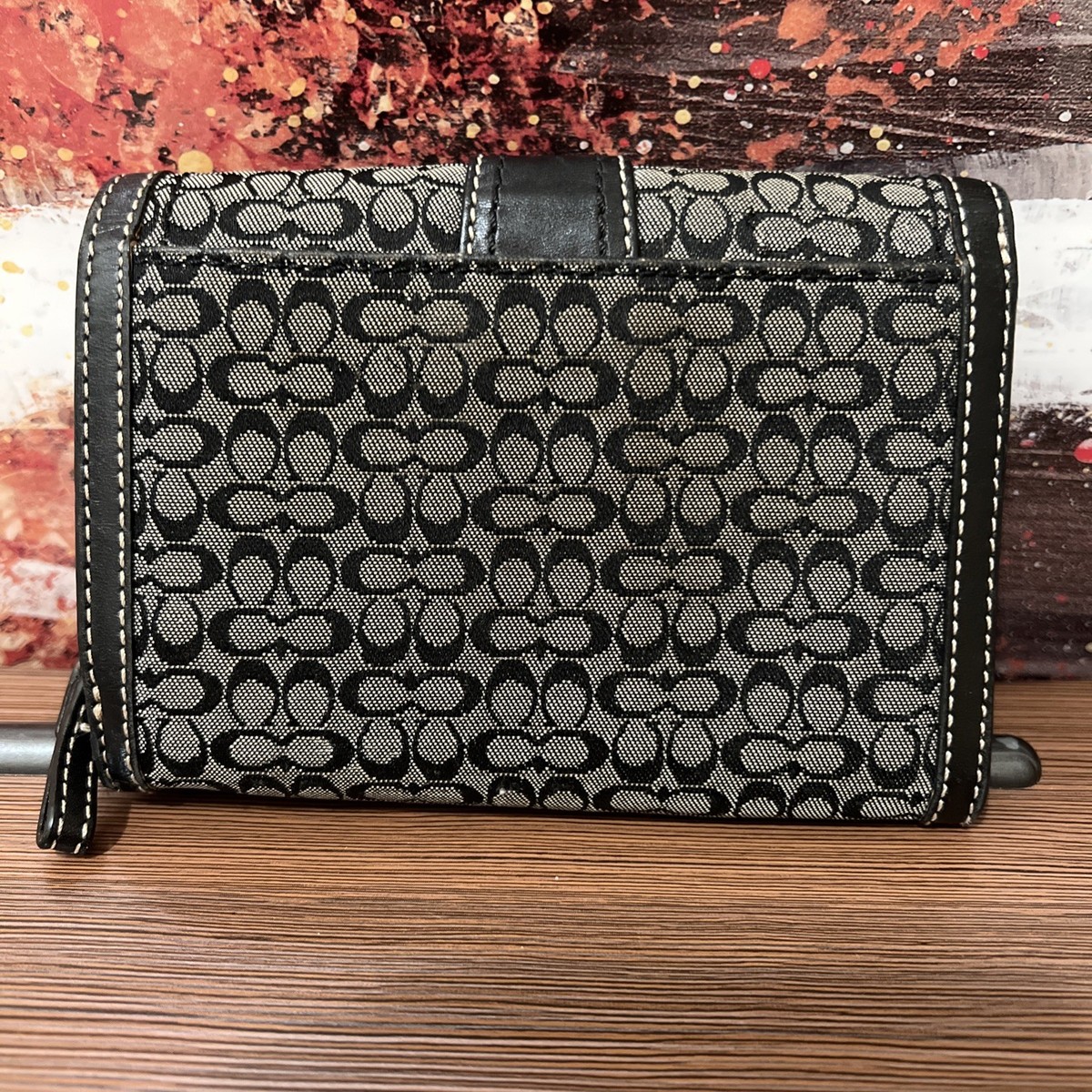 Coach Soho Logo Signature Black Canvas Bifold Vintage Wallet