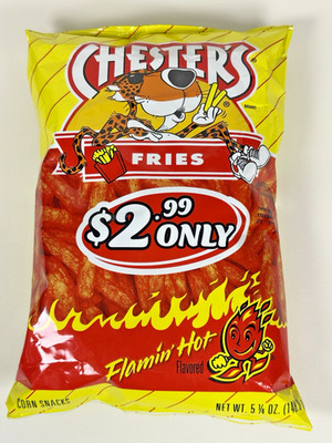 Chesters Flamin Hot Fries 5.25 oz Bag Spicy Corn Snack Chips