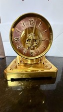 LeCoultre Brass Mechanical Gold Art Deco Square Desk Clock Glass Case