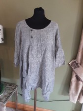 eva tralala Grey Mix Linen Oversize Top Large/ XL