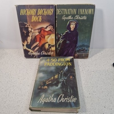 Agatha Christie x3 Book Club, 1950s Hardcover Novels Collectable Vintage Mystery