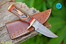 CUSTOM MADE HAND FORGED DAMASCUS STEEL BLADE SKINNER HUNTTING CAMPING KNIFE-2147