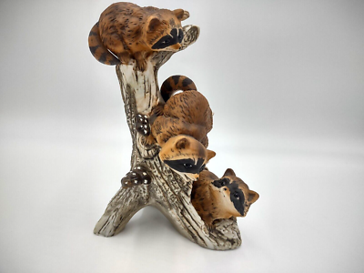 Homco Vintage Masterpiece Porcelain Figurine #1246 Baby Racoons in