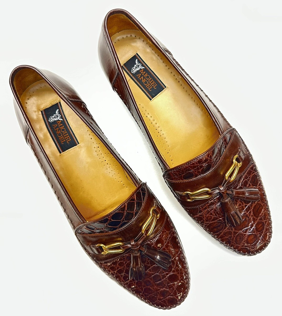 Mens Miguel Angel Brown Crocodile Skin Bit Tassel Loafer  display picture 1