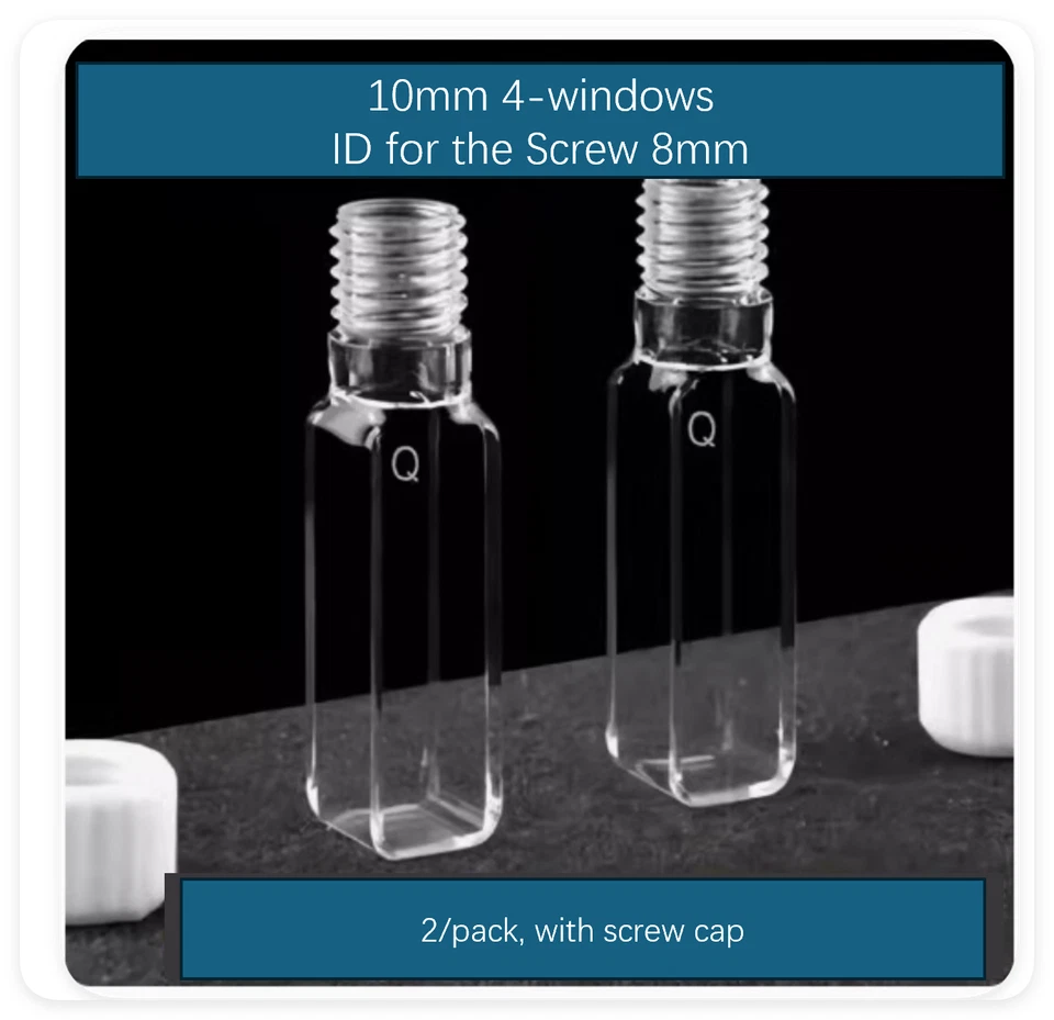 Fluorescence Quartz Cuvette with Screw cap and Septum, 10mm, 4 windows 1/pack - Image 2 of 4