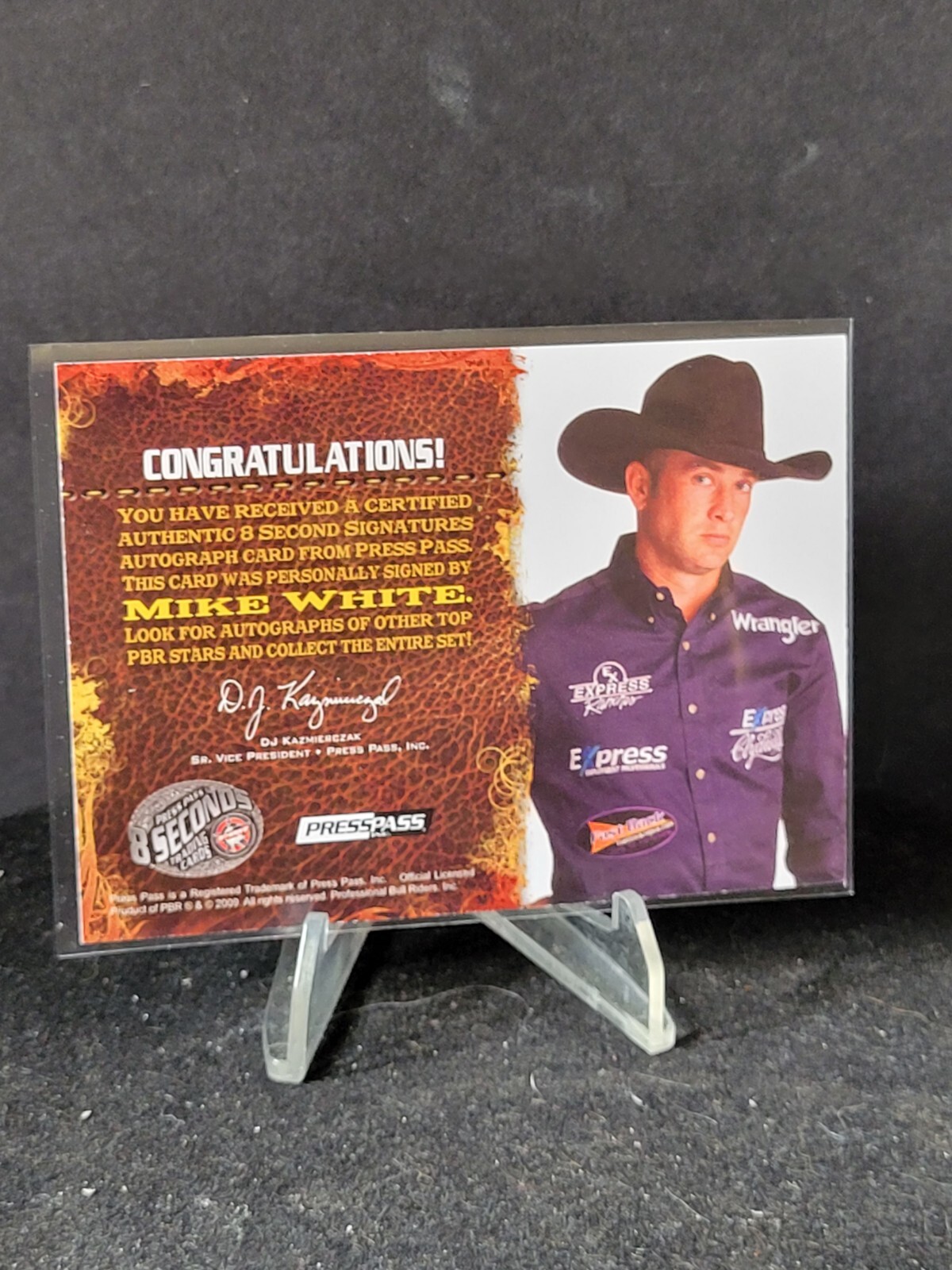 2009 Press Pass PBR 8 Seconds Pro Bull Rider Signature Mike White Blue ...