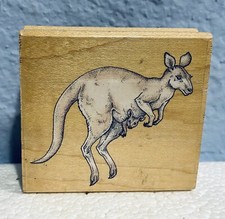 Kangaroo and Joey Baby Wood Mounted Rubber Stamp Rubber Stampede