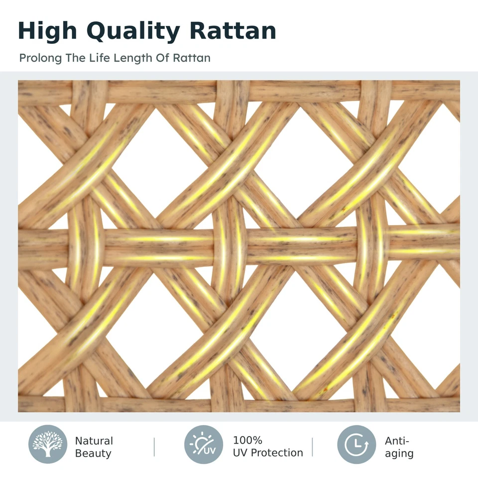 Cadeira de balanço moderna de vime Papasan Egg cadeira ao ar livre com apoio para os pés para pátio - Imagem 4 de 4