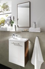 Badmöbel Waschplatz Waschbecken Alexo walnuss weiß 40cm