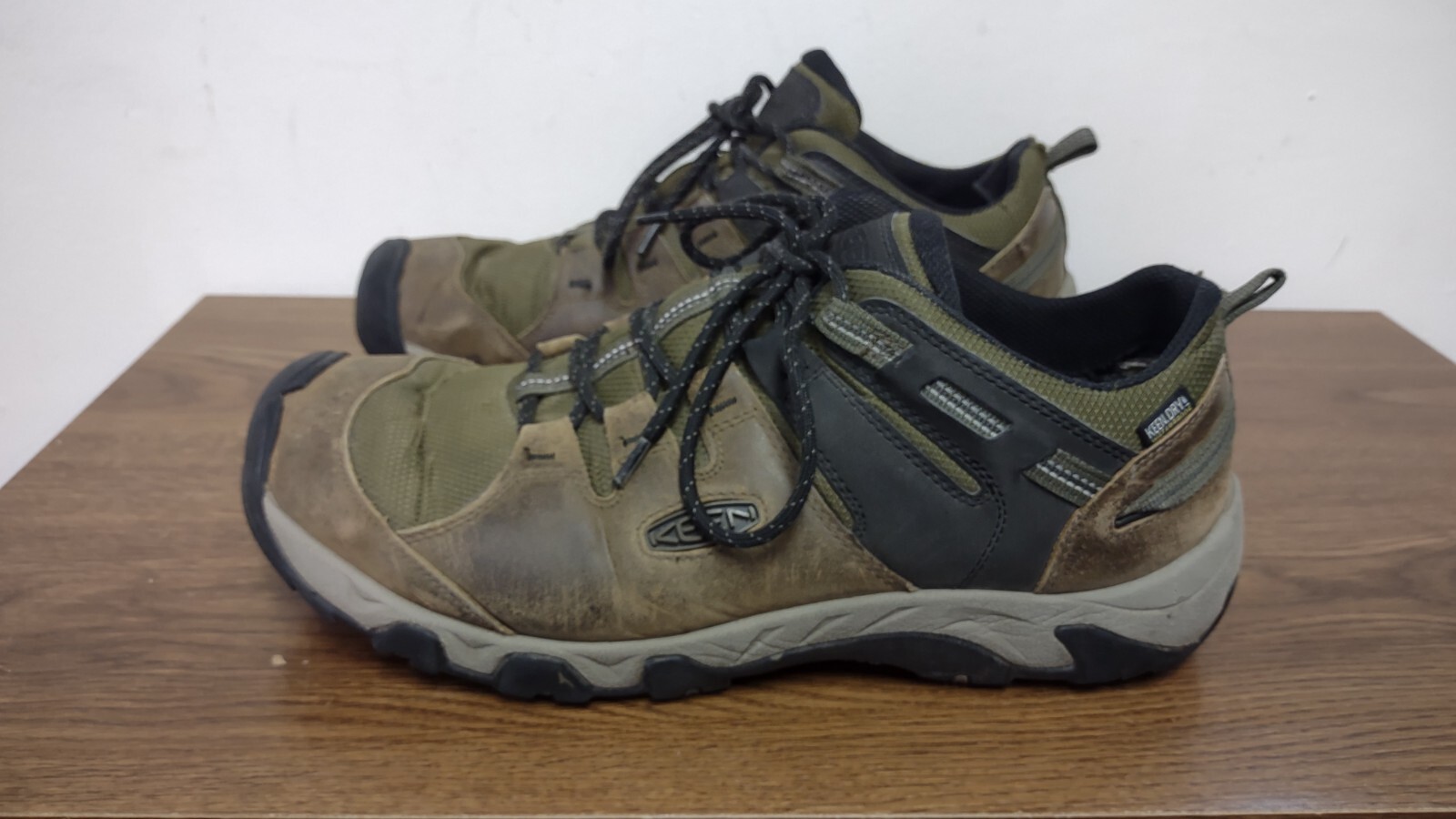 KEEN 1026013 Scarpe da trekking sportive impermeabili marroni e verdi da uomo taglia 14
