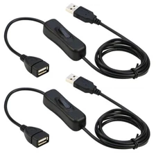 USB Extension Cable with ON/OFF Switch,Support Data and Power, 3.3ft, 2Pack