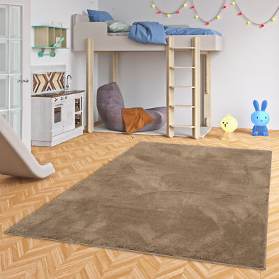 Super Soft Kinder Hochflor Teppich Silky Kids Taupe