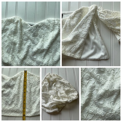 Eloquii Lace Cropped Off the Shoulder Blouse Ivory Off White Size 18 NWT Bridal - Picture 10 of 11