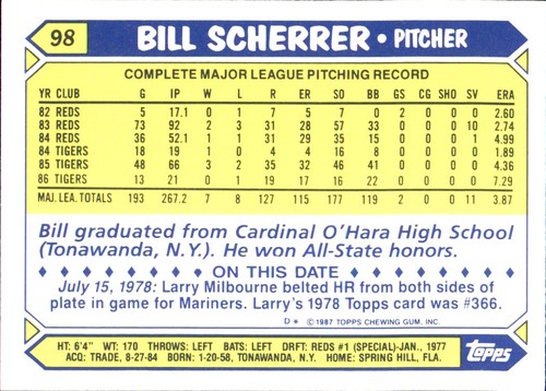 1987 Topps TIFFANY MLB Singles Choisissez vos joueurs d'équipe GLOSSY préférés #2 - #266 - Photo 210 sur 520