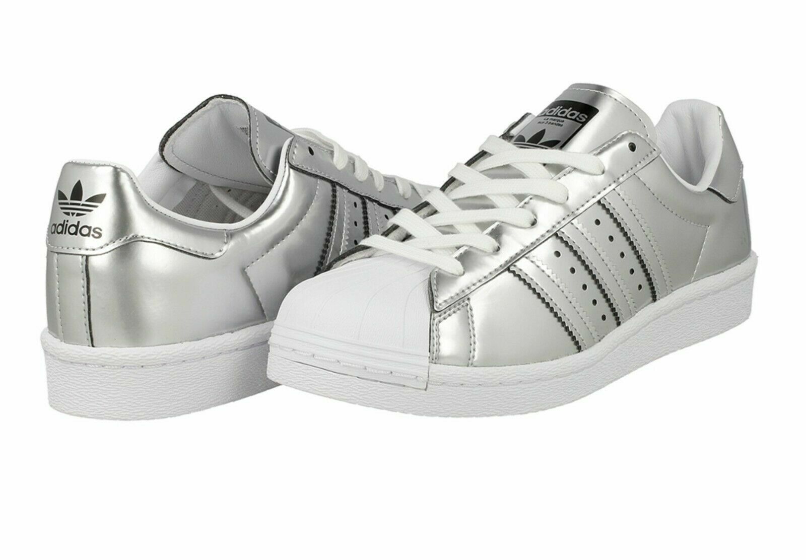 adidas superstar silver trainers