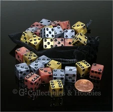 NEW Set of 30 Olympic Gold Bronze Silver 12mm Dice & Bag RPG D&D MTG Game D6s