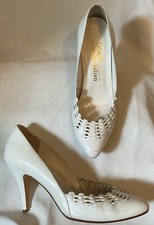 Vintage White High Heels Size 6.5 Stephane Kelian 9 West Leather Brazil