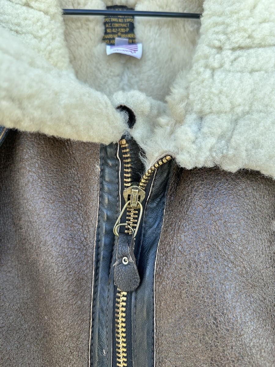 Vintage Orchard MC B-3 Leather Jacket Size 52 Flight Bomber Brown