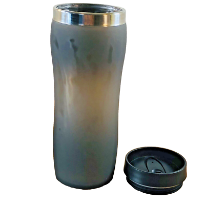 18 OZ Frosted Charcoal Gray Travel Coffee Mug Hard Plastic Rubber Feeling |  eBay