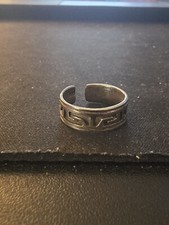Vintage Sterling Silver Mexican Tribal Carved Open Band Ring in size 5