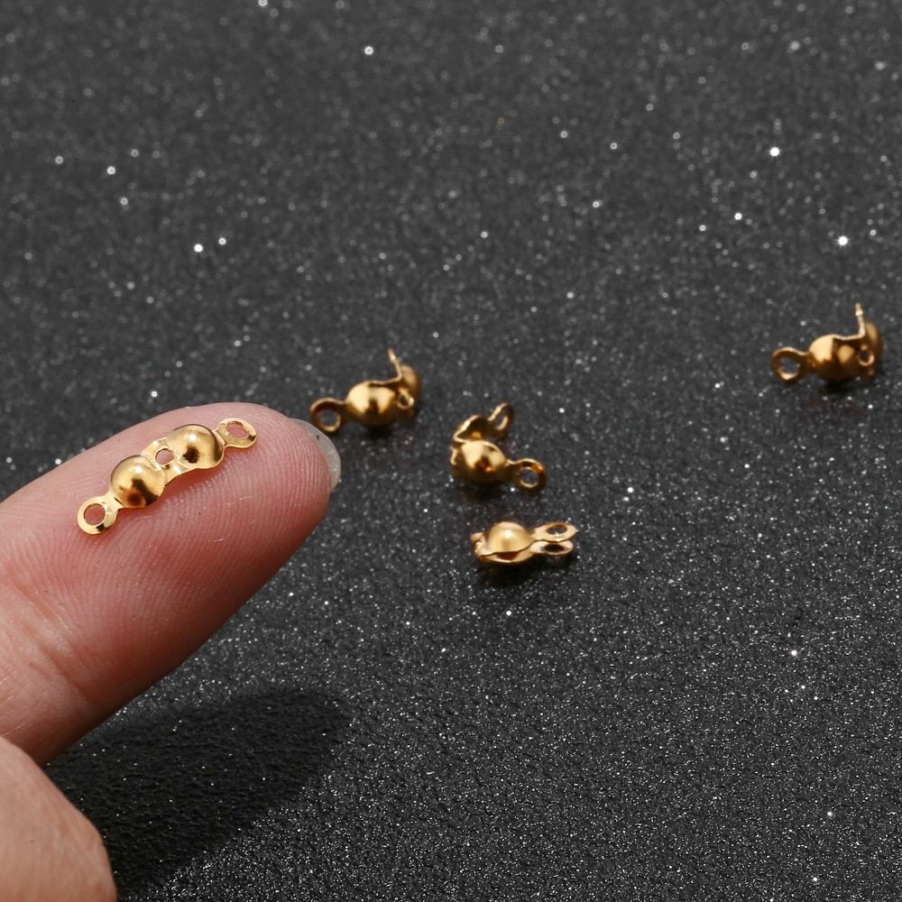 Stainless Steel Crimp Beads Bead Tips Chain Clamps Jewelry Making Findings 