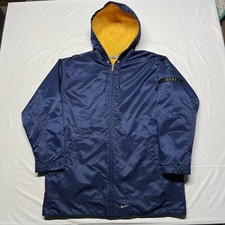 Vintage 90s Nike Jacket Coat Men’s XL Blue Zip Fleece Lined Spell Out Reversible