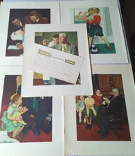 VINTAGE 1950's NORMAN ROCKWELL UPJOHN PHARMACEUTICAL SERIES DOCTOR PRINTS SET 5