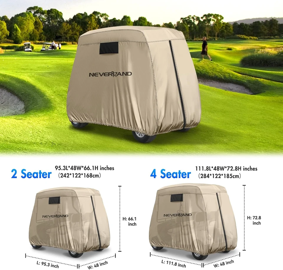 Waterproof Golf Cart Cover for 2 Passengers - Fits Yamaha, EZGO, Club Car (Up to - Image 4 of 4