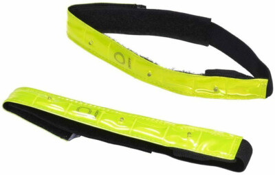 LED Reflektorband Klettverschluss Leuchtarmband Sicherheitsband Filmer 2er Set