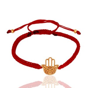 Authentic Handmade Gold Plated Hamsa Charm Braiding Macrame Friendship Bracelet For Girls