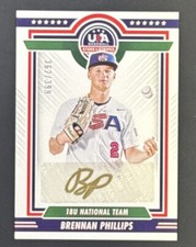 2022 USA Baseball Stars & Stripes Brennan Phillips Gold Ink Auto /399 #18US-BP