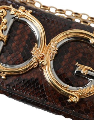 DOLCE & GABBANA Bag Brown Python Leather DG Girls Crossbody DOLCE & GABBANA Bag Brown Python Leather DG Girls Crossbody
