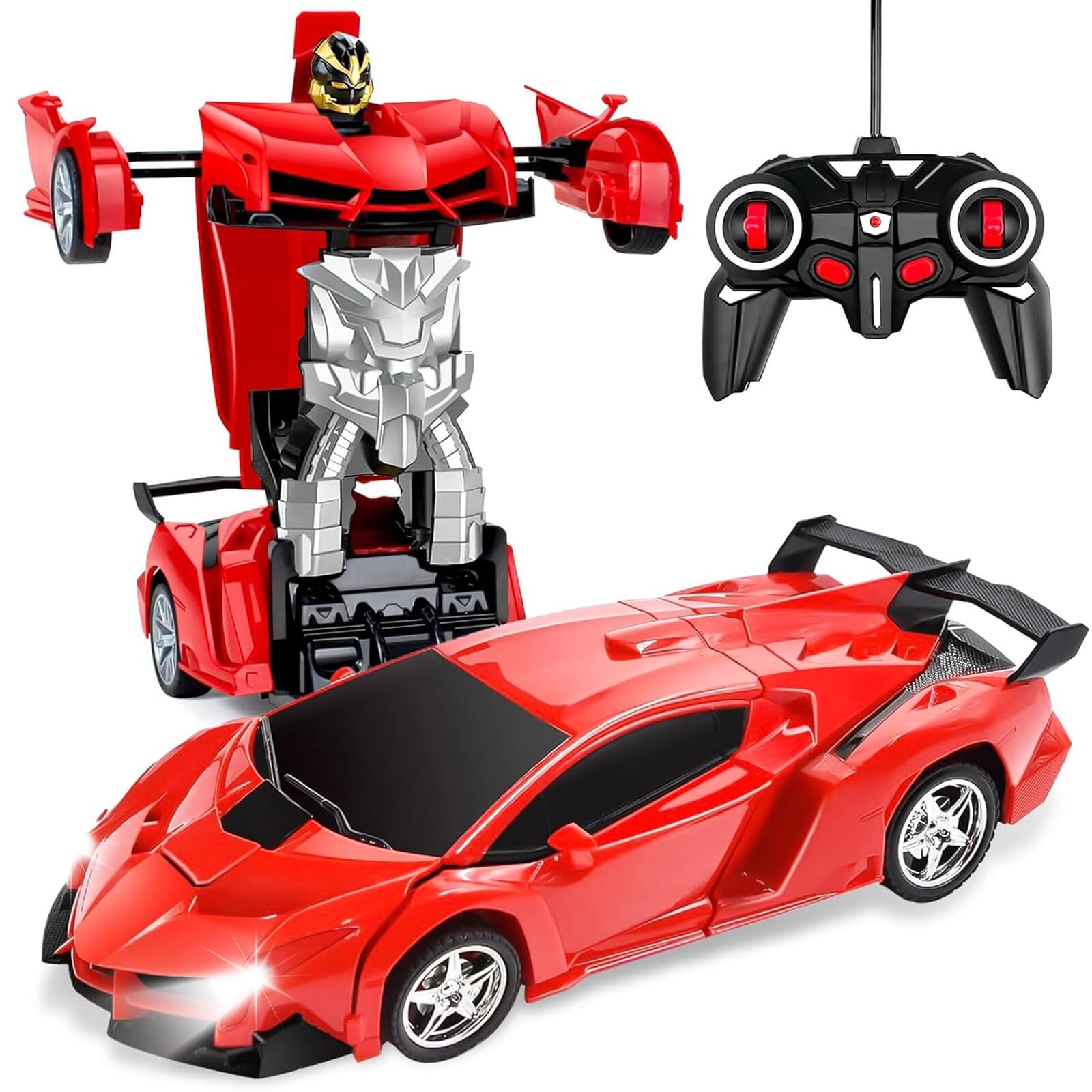 Rc Cars, Remote Control Car for Boys 4-7, 1:18 Transforming Robot Toy Car wit...