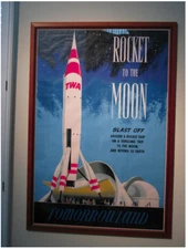 1955 TWA Rocket to the Moon Disneyland FULL SIZE attraction poster 36x54 Screen