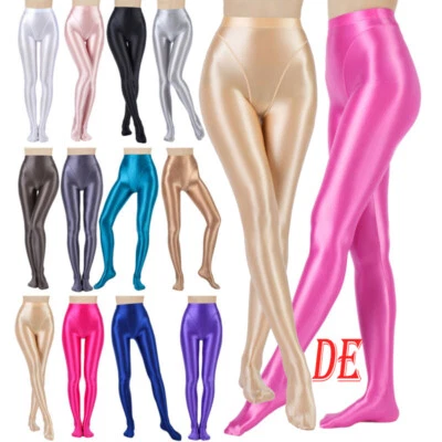 FREEBILY DEDamen Blickdicht Nylon Strümpfe Glänzend Pantyhose Hohe Taille Tight Unterhose