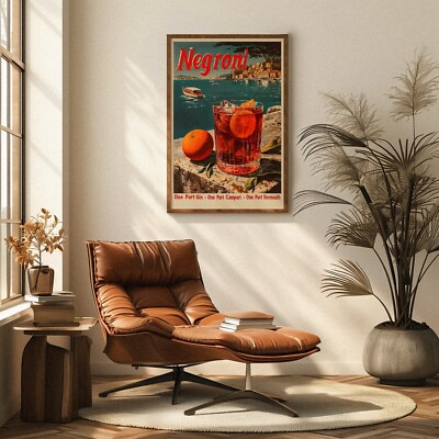 Classic Negroni Poster - Vintage Style Alcohol Ad Print - Retro